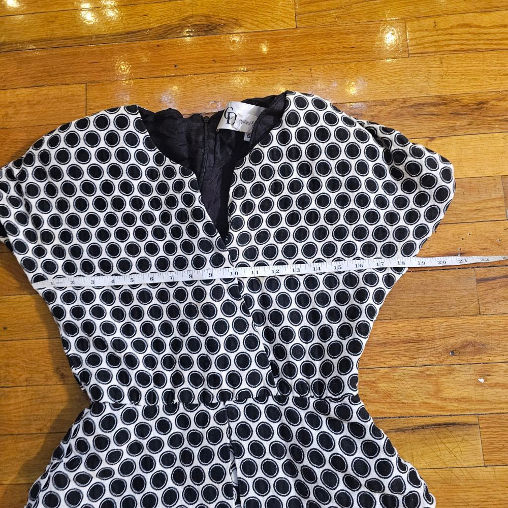 Vintage Christian Dior Black and White Polka Dot Peplum Dress Size 6 - Picture 3 of 8
